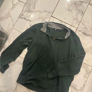 Lands' End Forest Green Pullover with Gray Collar